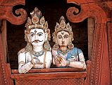 Kathmandu Durbar Square 05 03 Shiva and Parvati Look Out From Window Of Shiva-Parvati Temple